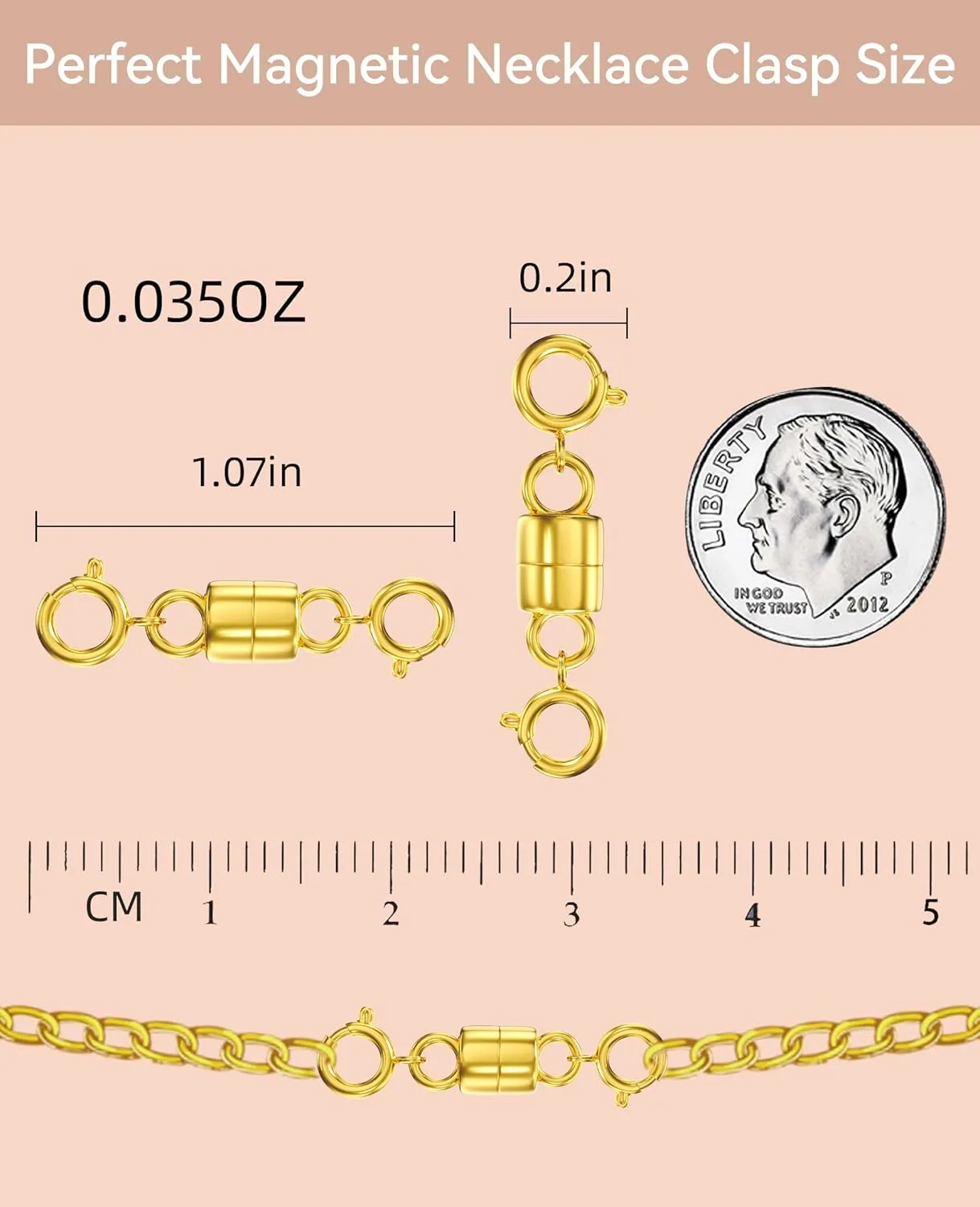 Clysoru Magnetic Necklace Clasps and Closures 14k Gold and Silver Two Spring Clasps Beads Chain Extender Necklaces Bracelet Safety Magnetic Locking Jewelry Clasp Converter