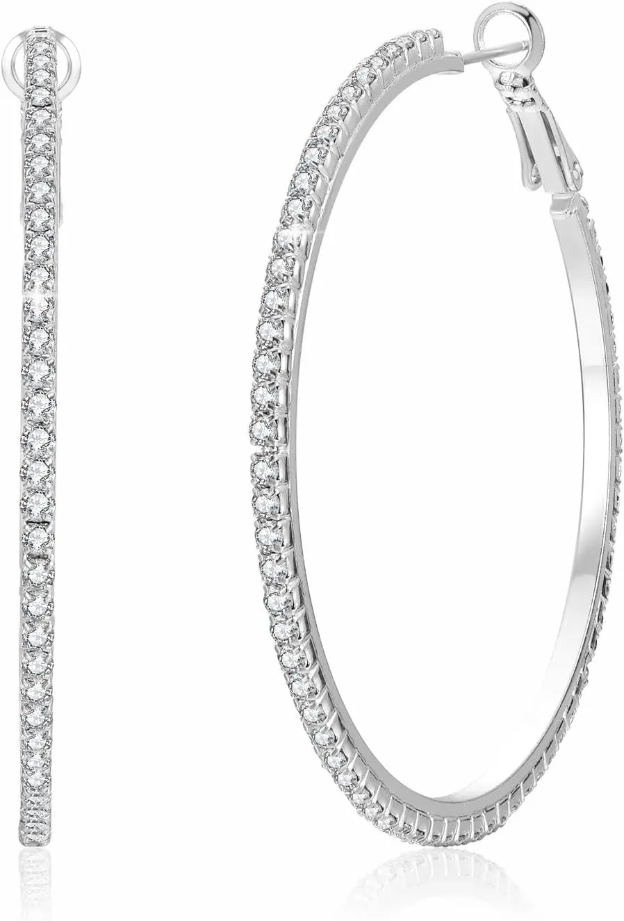 Cocadant 14K Real Gold Hoop Earrings for Women Trendy,Sterling Silver Post Hypoallergenic Lightweight Sparkly Rhinestone Big Hoop Earrings