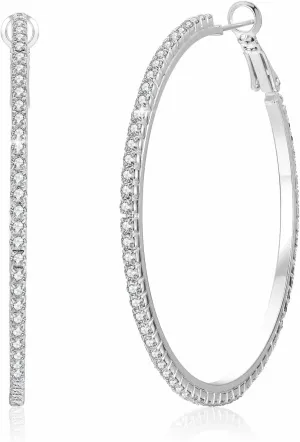 Cocadant 14K Real Gold Hoop Earrings for Women Trendy,Sterling Silver Post Hypoallergenic Lightweight Sparkly Rhinestone Big Hoop Earrings