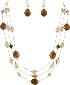 Coiris Layered Chunky Statement Necklace for Women Boho Colorful Costume Jewelry for Women Multi-Layer Long Beaded Necklaces and Earring Jewelry Set for Women