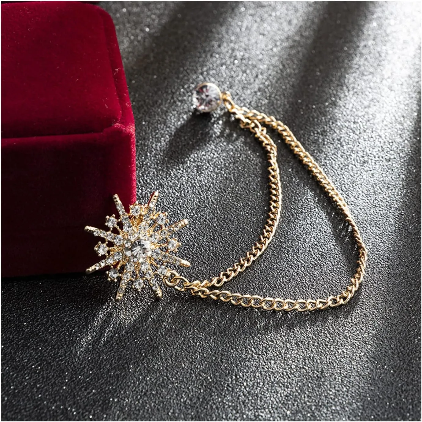 Collar Chain Pin for Men and Women - Hanging Tassel Brooch Lapel Pin for Business Suits - Bar Pin With Long Chain - Gifts