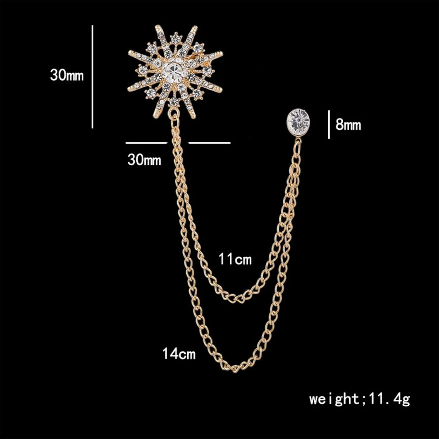 Collar Chain Pin for Men and Women - Hanging Tassel Brooch Lapel Pin for Business Suits - Bar Pin With Long Chain - Gifts