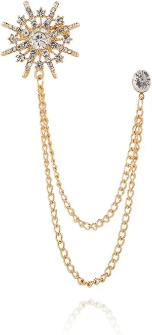 Collar Chain Pin for Men and Women - Hanging Tassel Brooch Lapel Pin for Business Suits - Bar Pin With Long Chain - Gifts