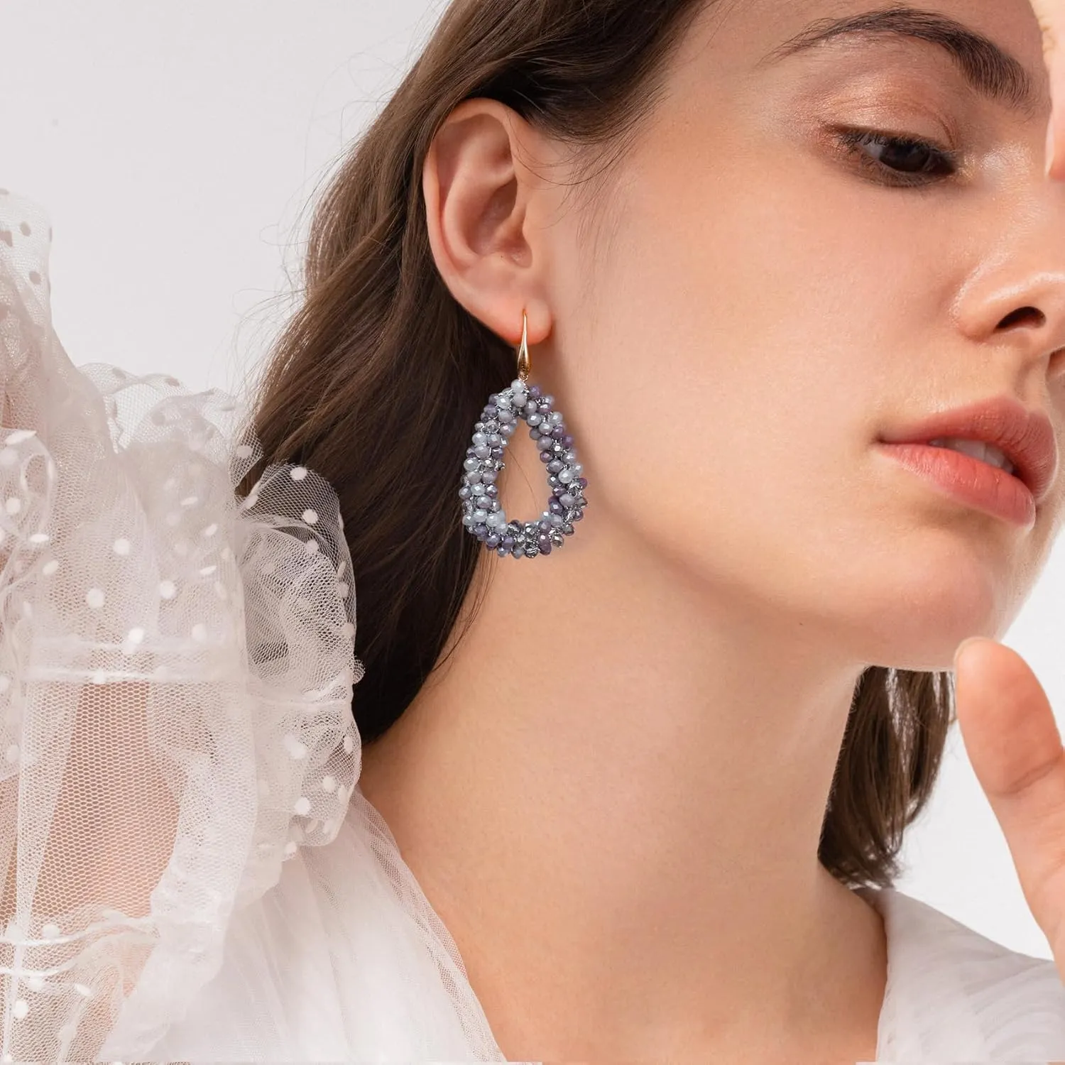 Colorful Beaded Hoop Dangle Earrings For Women Statement Boho Summer Beach Teardrop Drop Earrings Fashion Jewelry Gifts