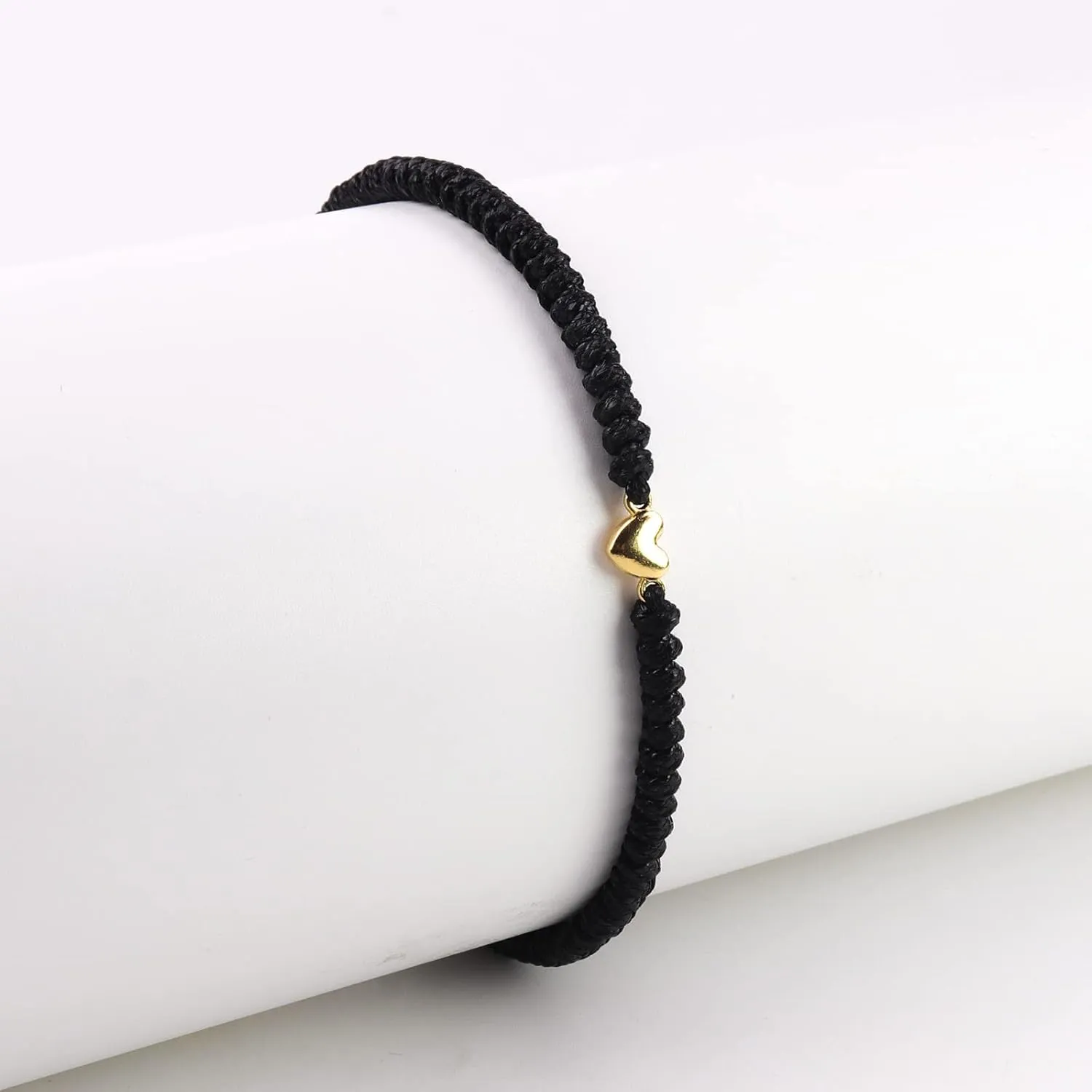 COLORFUL BLING 2Pcs Love Heart Braided String Bracelets Sweet Cute Hollow Heart Matching Adjustable Bracelet Pink Black Red String for Mother