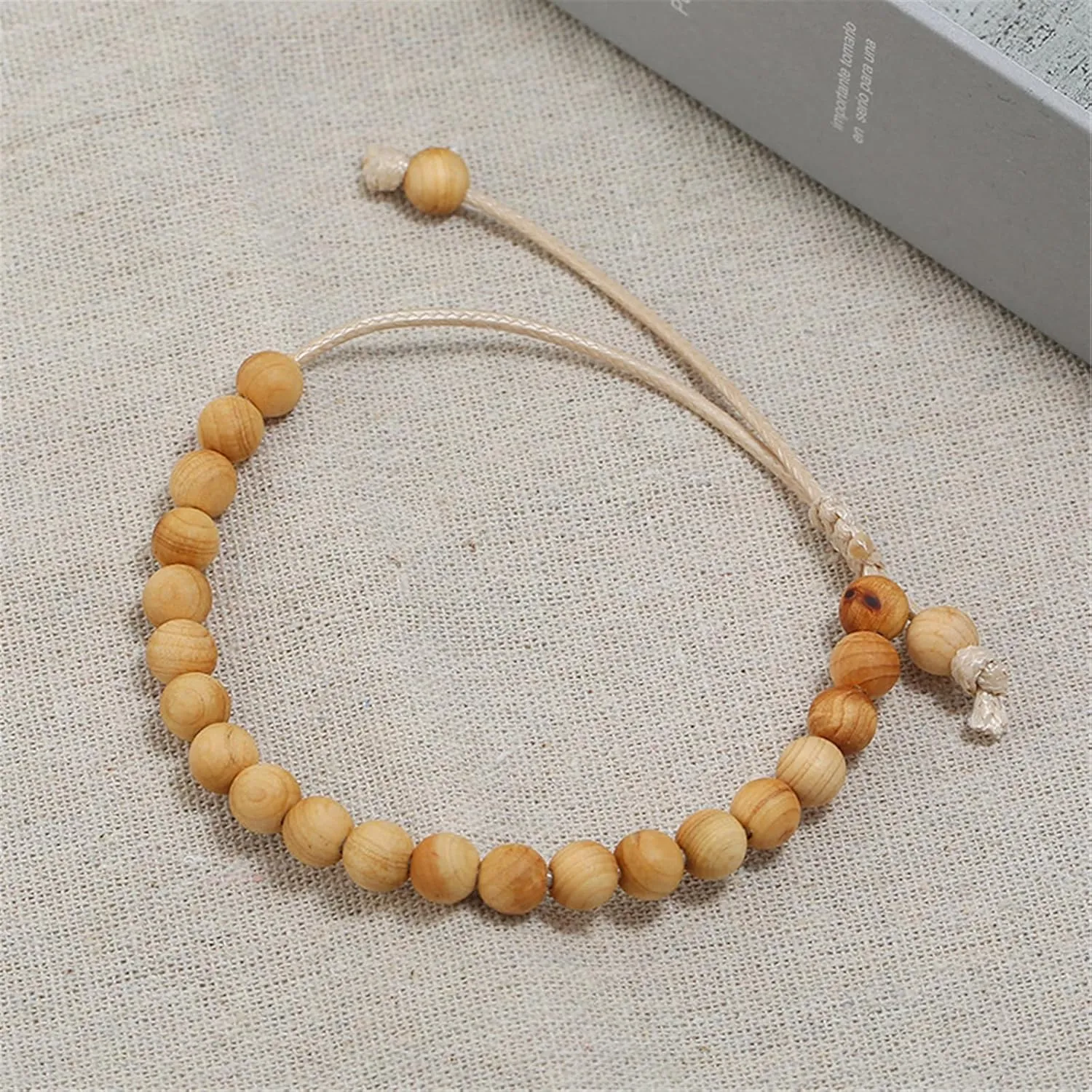 COLORFUL BLING Mala Beaded Rosary Bracelet Tibetan Sandalwood Wood Adjustable Braide String Wooden Bracelet for Women Men Handmade Religious Prayer Jewelry Gift
