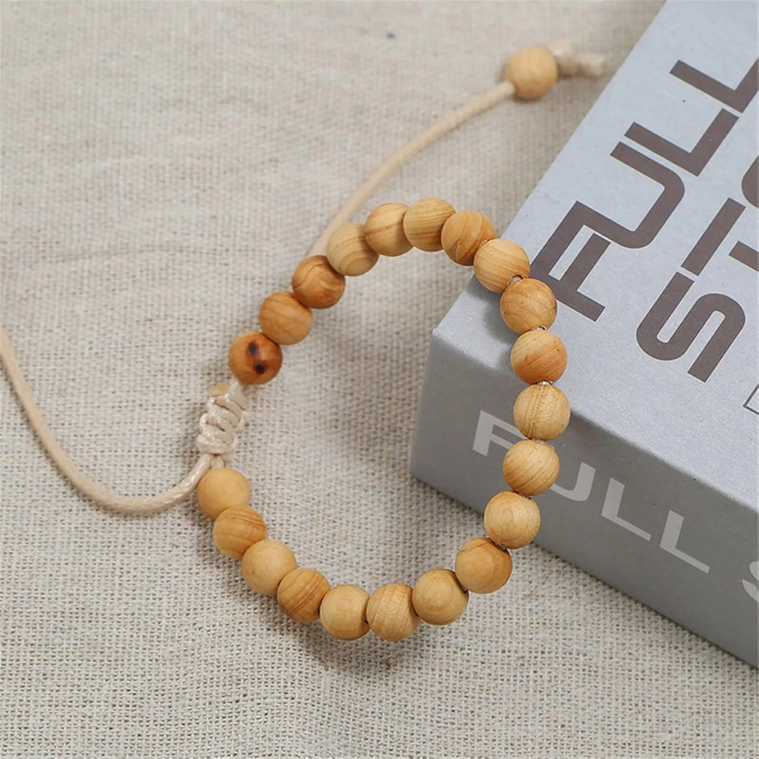 COLORFUL BLING Mala Beaded Rosary Bracelet Tibetan Sandalwood Wood Adjustable Braide String Wooden Bracelet for Women Men Handmade Religious Prayer Jewelry Gift