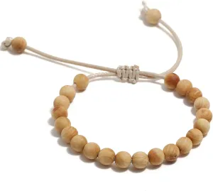 COLORFUL BLING Mala Beaded Rosary Bracelet Tibetan Sandalwood Wood Adjustable Braide String Wooden Bracelet for Women Men Handmade Religious Prayer Jewelry Gift