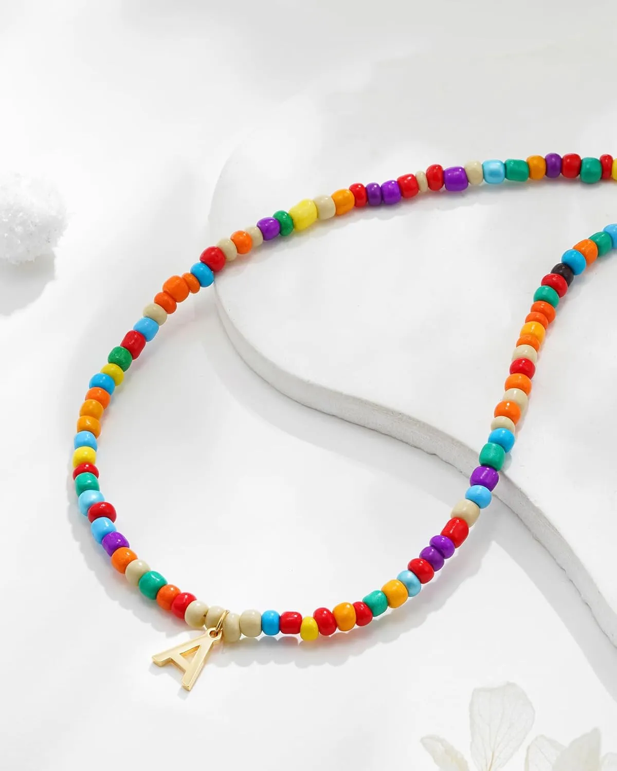 Colorful Initial Necklaces for Girls Women - Cute Beaded Choker Initial Necklace Teen Girl Gifts Trendy Stuff, Bohemian Letter Necklace Personalized Gifts for Girls Women Jewelry