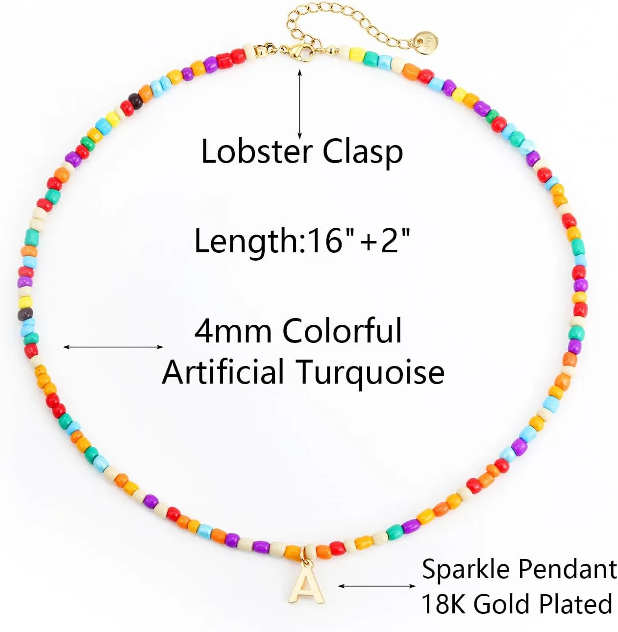 Colorful Initial Necklaces for Girls Women - Cute Beaded Choker Initial Necklace Teen Girl Gifts Trendy Stuff, Bohemian Letter Necklace Personalized Gifts for Girls Women Jewelry