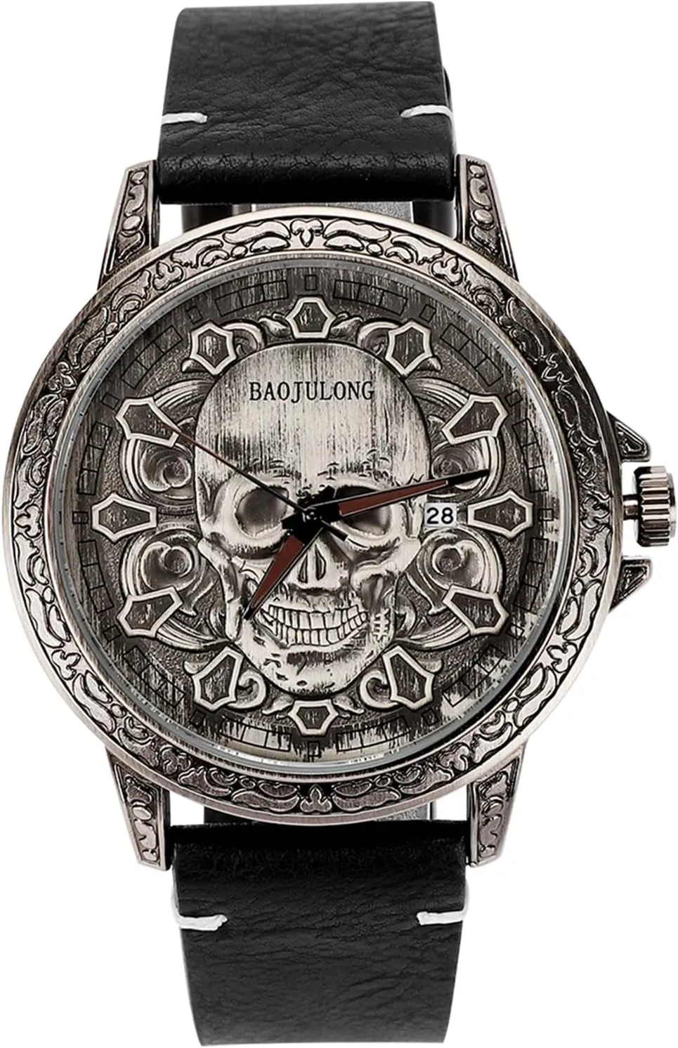 Cool Skull Watch for Men with Leather Band, Casual Men's Quartz Wrist Watches, Birthday Gifts for Boyfriend Son Husband Dad, Gifts for Him