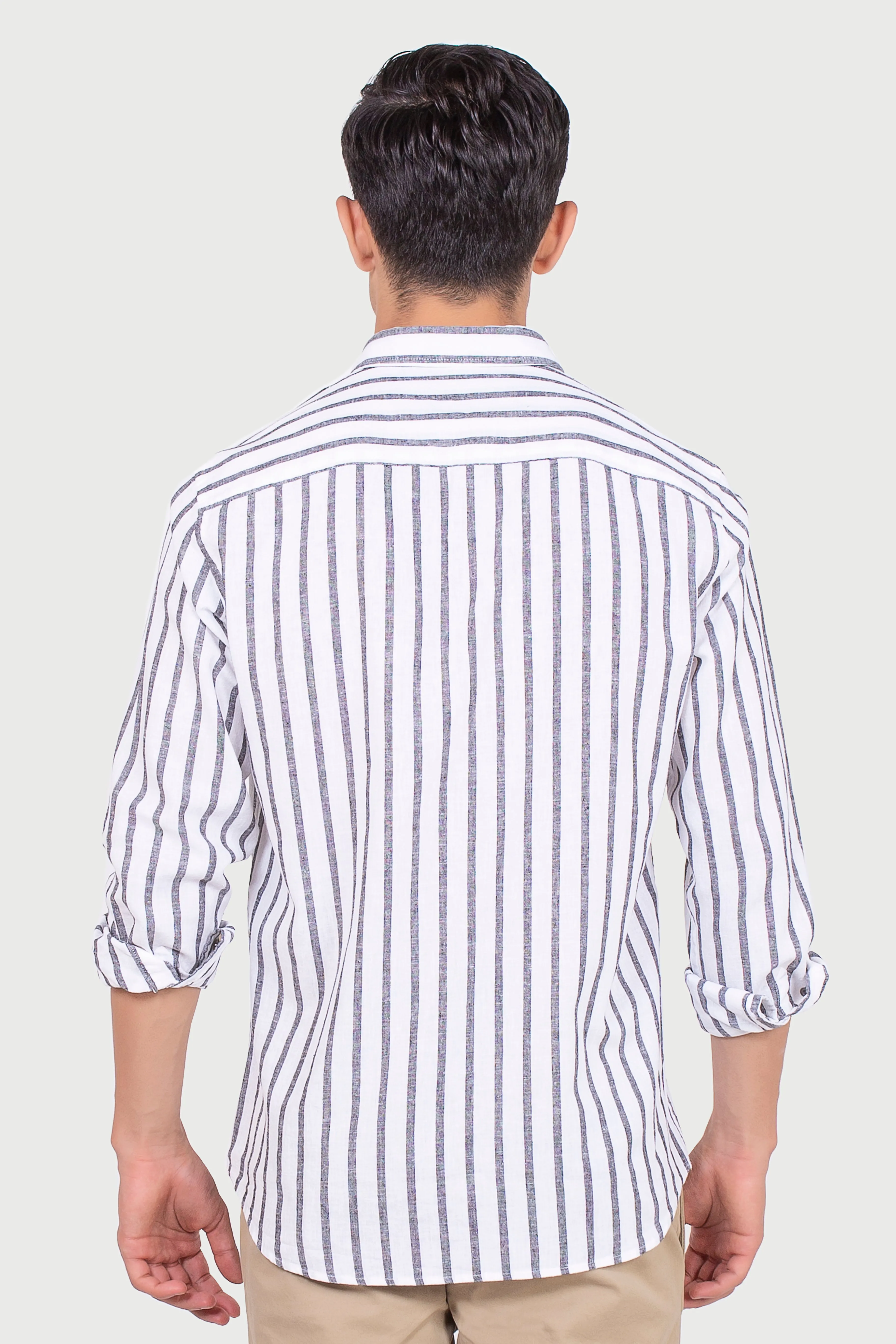 Cotton Linen Black Awning Stripes