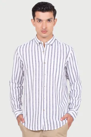 Cotton Linen Black Awning Stripes
