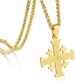 COTTVOTT Stainless Steel Jerusalem Crusaders Cross Pendant Necklaces Women Men Medieval Jewelry