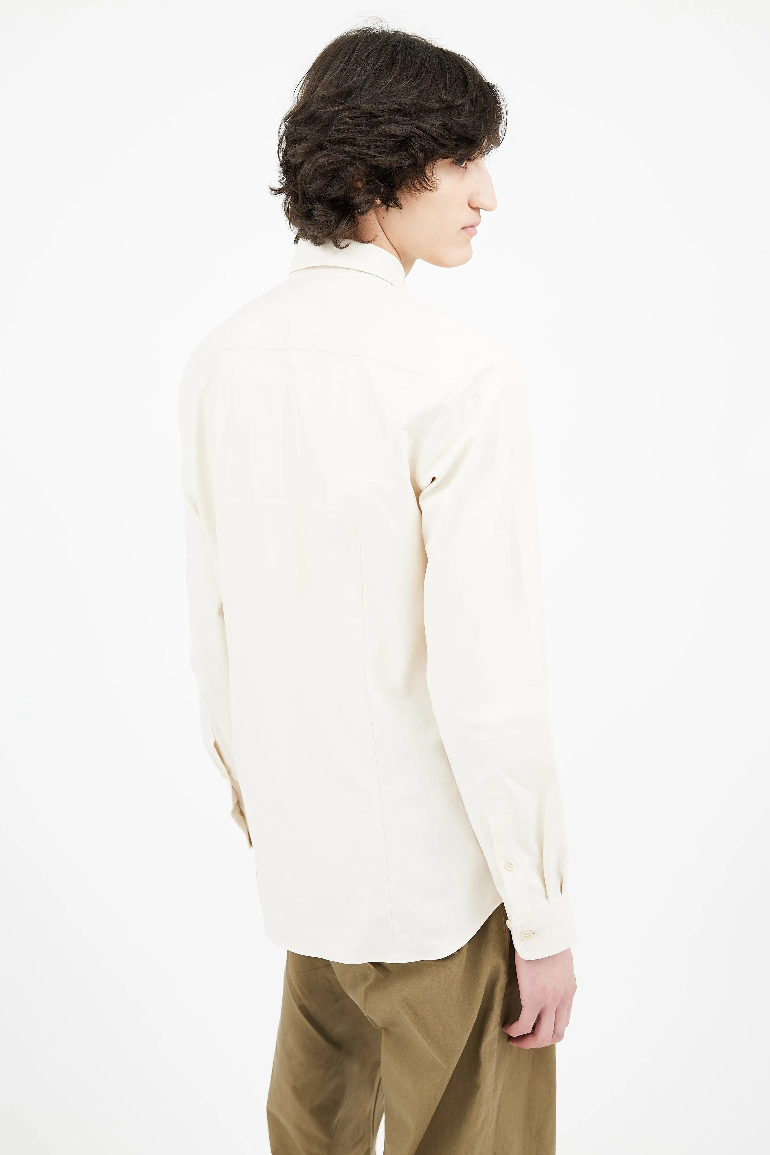 Cream Cotton Utility Shirt