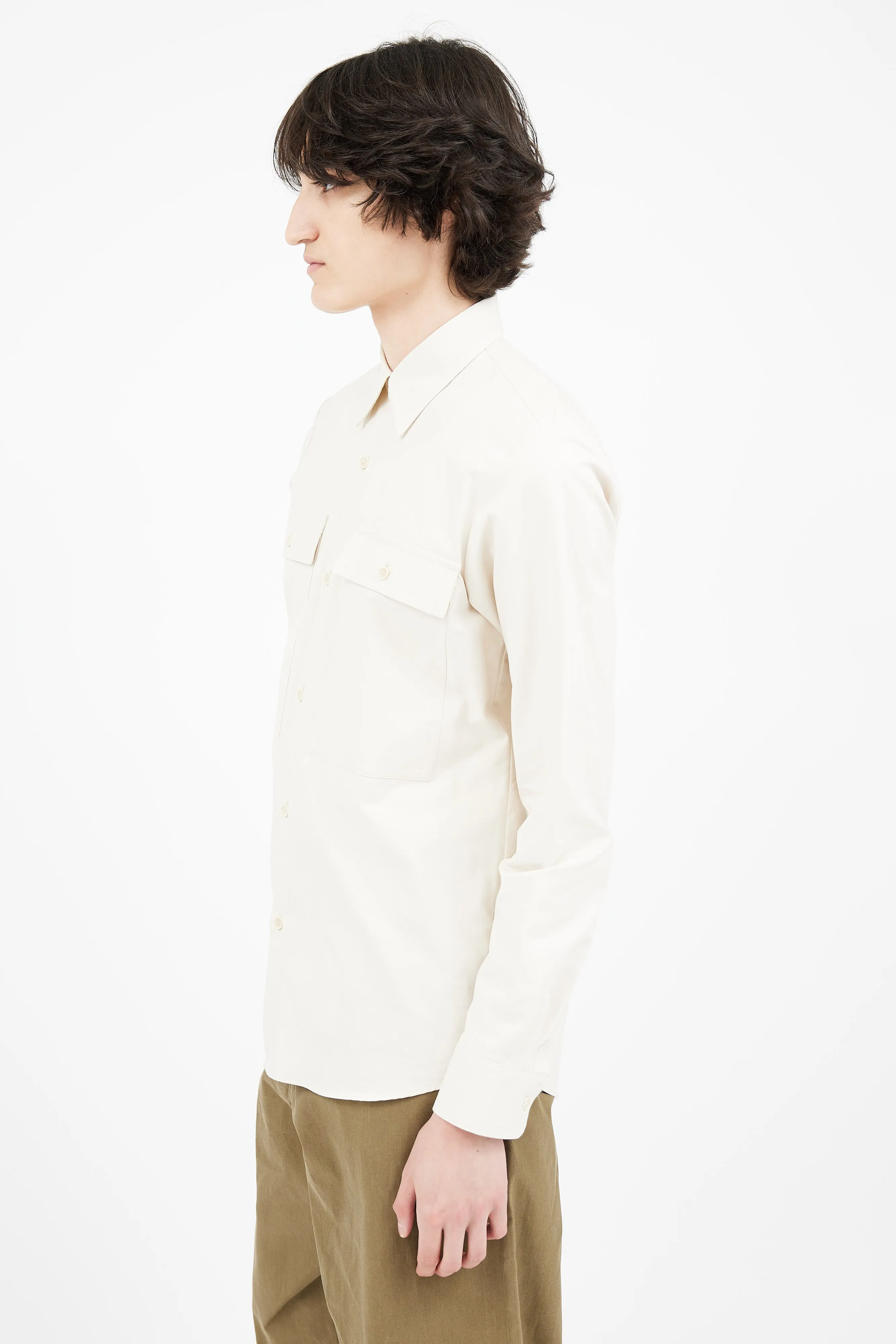 Cream Cotton Utility Shirt