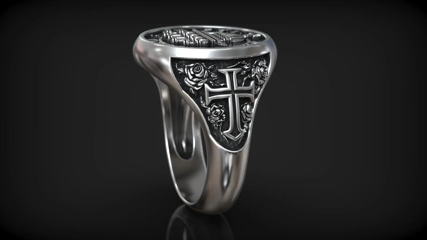 Cristi De Templo Templar Knights Jesus Cross Symbols Ring Solid Oxidized 925 Sterling Silver Handmade Faith KnightsTemplar Seal Catholic Crusader Temple Ring Customized Halloween Gift For Him