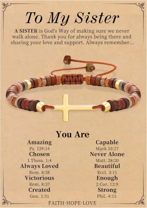 Cross Bracelets Christian Mothers Day Gifts Faith Based Gifts Adjustable Natural Stone Bracelets Christian Baptism Confirmation Catholic Religious Inspirational Gift for Women