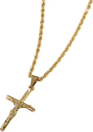 Cross Jesus Metal Pendant Necklace For Men Gold-plated Color Necklace Mens Pray Protect Necklace - Women & Men's Jewelry