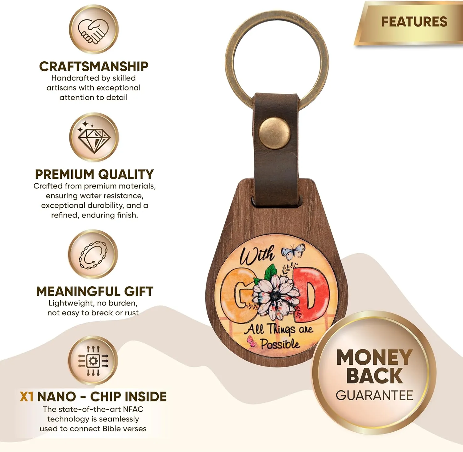 Cross Keychain with NFC Technology, Christian Keychains for Men and Women, Cross Key Chain for Faith and Inspiration