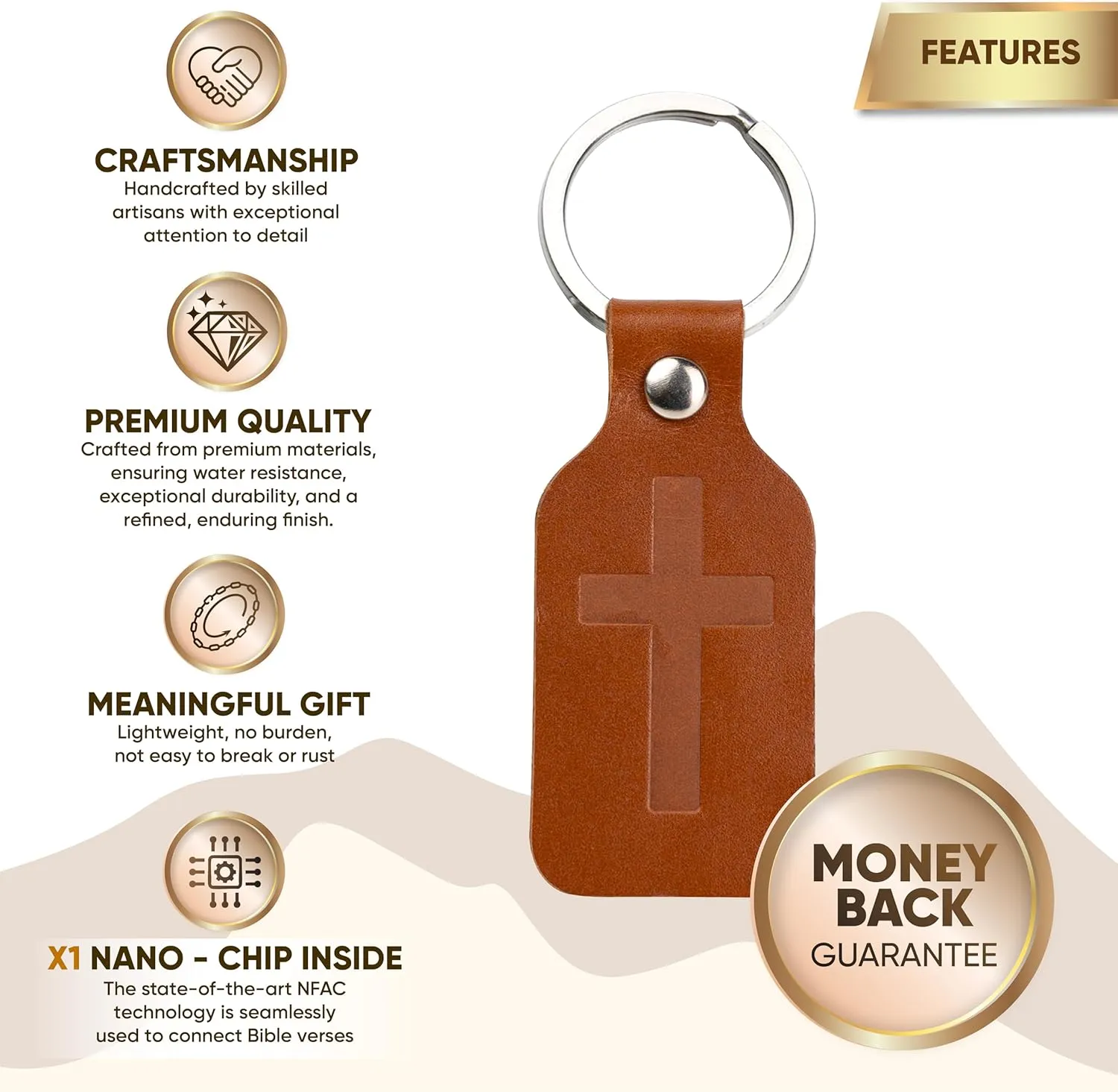 Cross Keychain with NFC Technology, Christian Keychains for Men and Women, Cross Key Chain for Faith and Inspiration