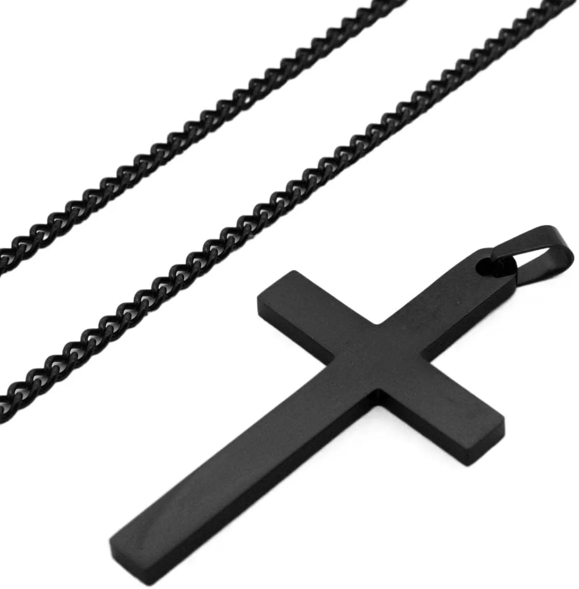 Cross Necklace for Men Silver Premium Alloy Solid Color Cross Pendant Necklace for Men Women Teens