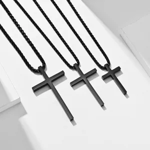 Cross Necklace for Men, Stainless Steel Cross Pendant Necklaces for Men Pendant Chain Chain Golden Silver Black Cross Necklace Gifts for Men Women Box Chain
