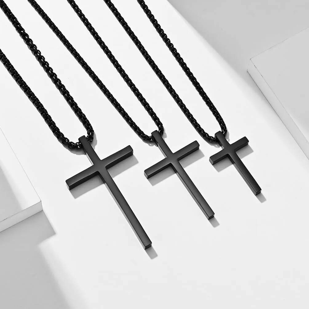 Cross Necklace for Men, Stainless Steel Cross Pendant Necklaces for Men Pendant Chain Chain Golden Silver Black Cross Necklace Gifts for Men Women Box Chain
