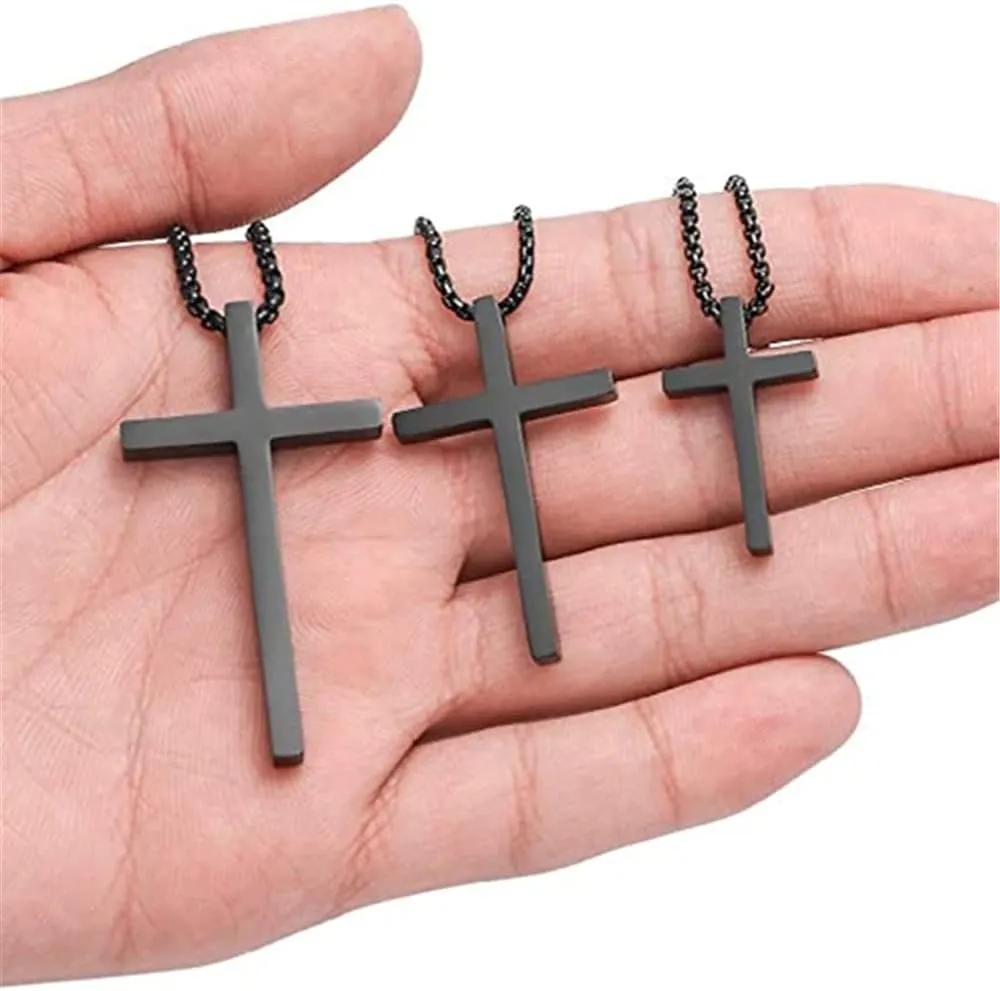 Cross Necklace for Men, Stainless Steel Cross Pendant Necklaces for Men Pendant Chain Chain Golden Silver Black Cross Necklace Gifts for Men Women Box Chain