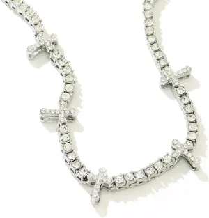 Cross Necklace for Men Women, Iced Out 14K Silver Gold Plated Solid Cubic Zirconia Fashion Tennis Bling Necklace Chain - Hip Hop Trendy Rapper Jewelry 20 Inches