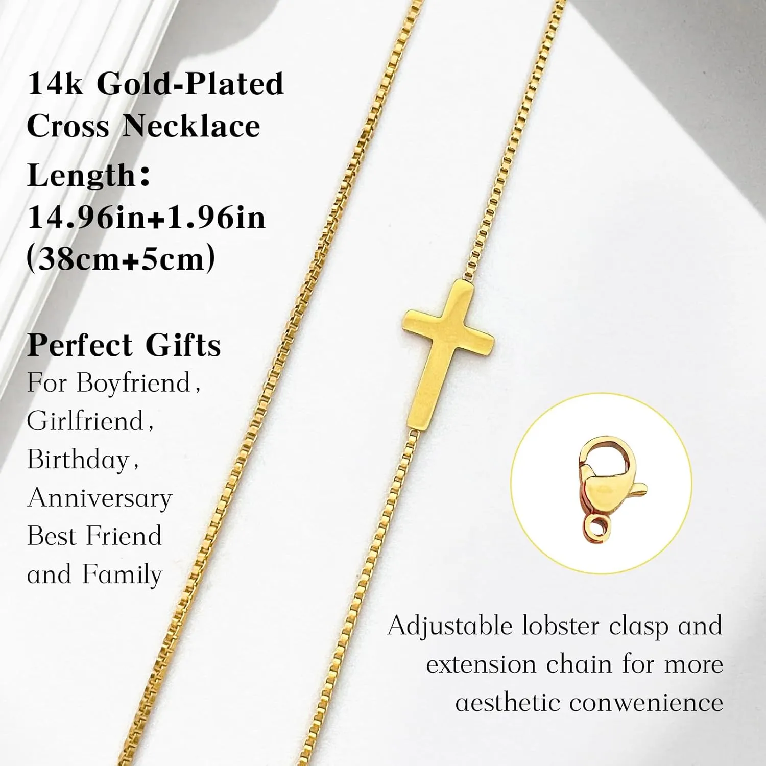 Cross Necklace for Women 14K Gold/Silver Plated Trendy Simple Cute Small Cross Pendant Necklace Faith Jewelry Religious Accessories Gifts