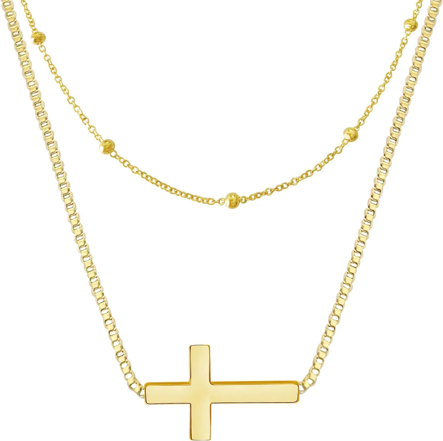Cross Necklace for Women 14K Gold/Silver Plated Trendy Simple Cute Small Cross Pendant Necklace Faith Jewelry Religious Accessories Gifts