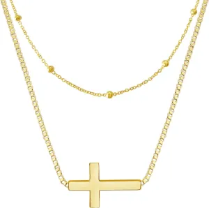 Cross Necklace for Women 14K Gold/Silver Plated Trendy Simple Cute Small Cross Pendant Necklace Faith Jewelry Religious Accessories Gifts