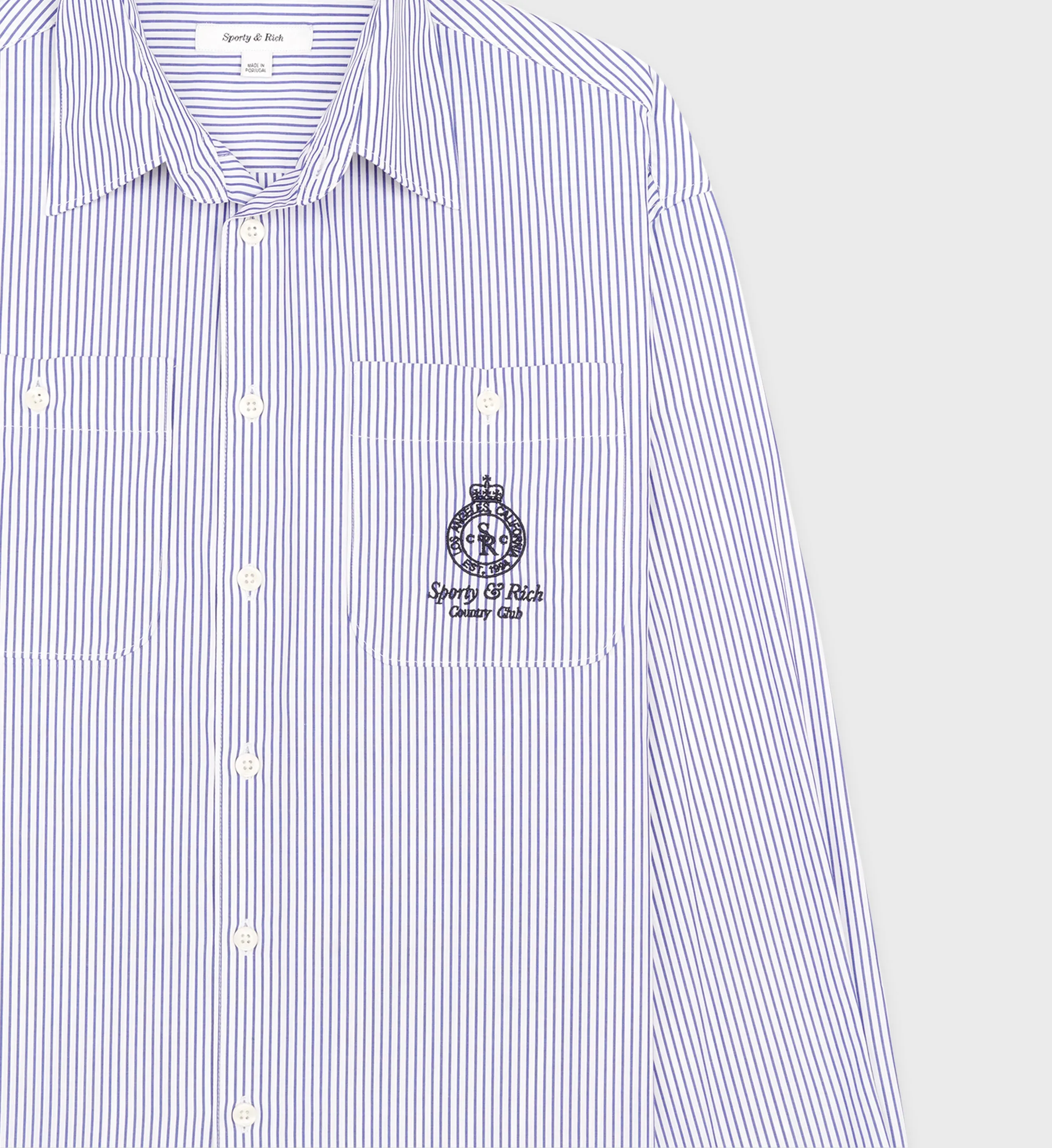 Crown Oversized Utility Shirt - Blue Striped