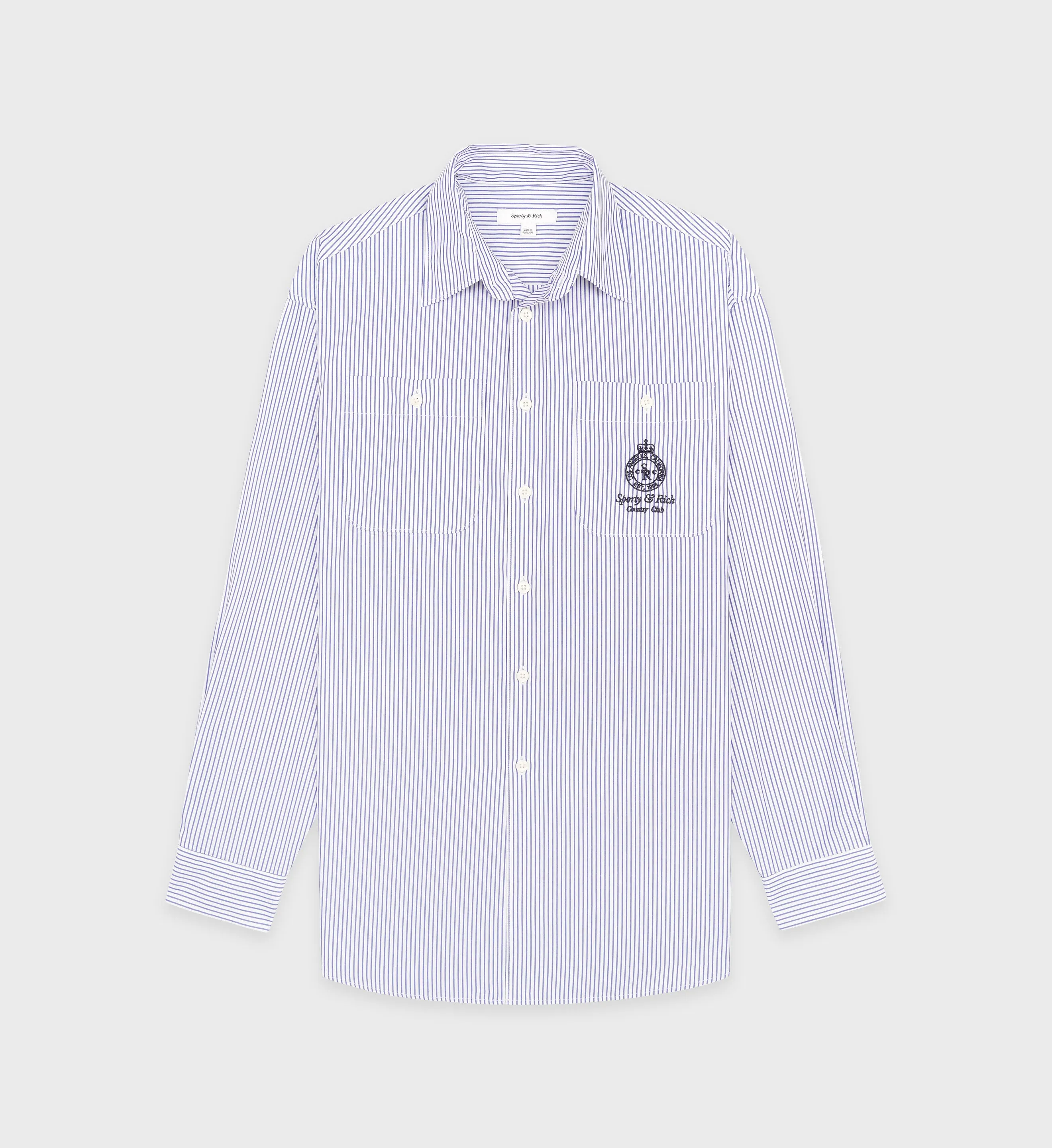 Crown Oversized Utility Shirt - Blue Striped