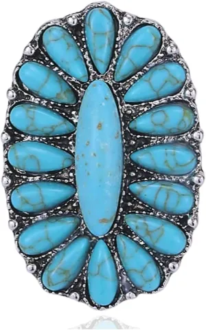CSIYANJRY99 Boho Western Rodeo Turquoise Ring Vintage Western Jewelry for Women Cowgirl Country Concert Rodeo Jewelry Outfits for Women
