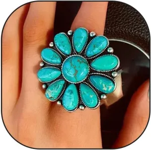 CSIYANJRY99 Boho Western Rodeo Turquoise Ring Vintage Western Jewelry for Women Cowgirl Country Concert Rodeo Jewelry Outfits for Women
