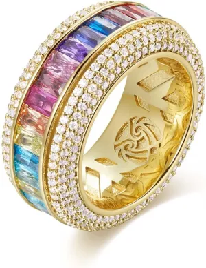 Cubic Zirconia Ring For Men Anxiety Rotating Stress Relief Rotate Freely Hip Hop Rotating rings Black