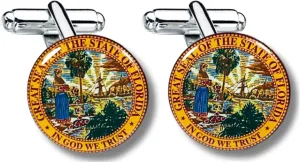 Cufflinks - State Seal Florida - USA | 1.18-Inch (3 cm) Cufflinks for Suits, Shirts, and More | Perfect for Showing Your State Pride