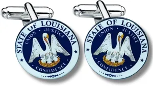 Cufflinks - State Seal Louisiana - USA | 1.18-Inch (3 cm) Cufflinks for Suits, Shirts, and More | Perfect for Showing Your State Pride