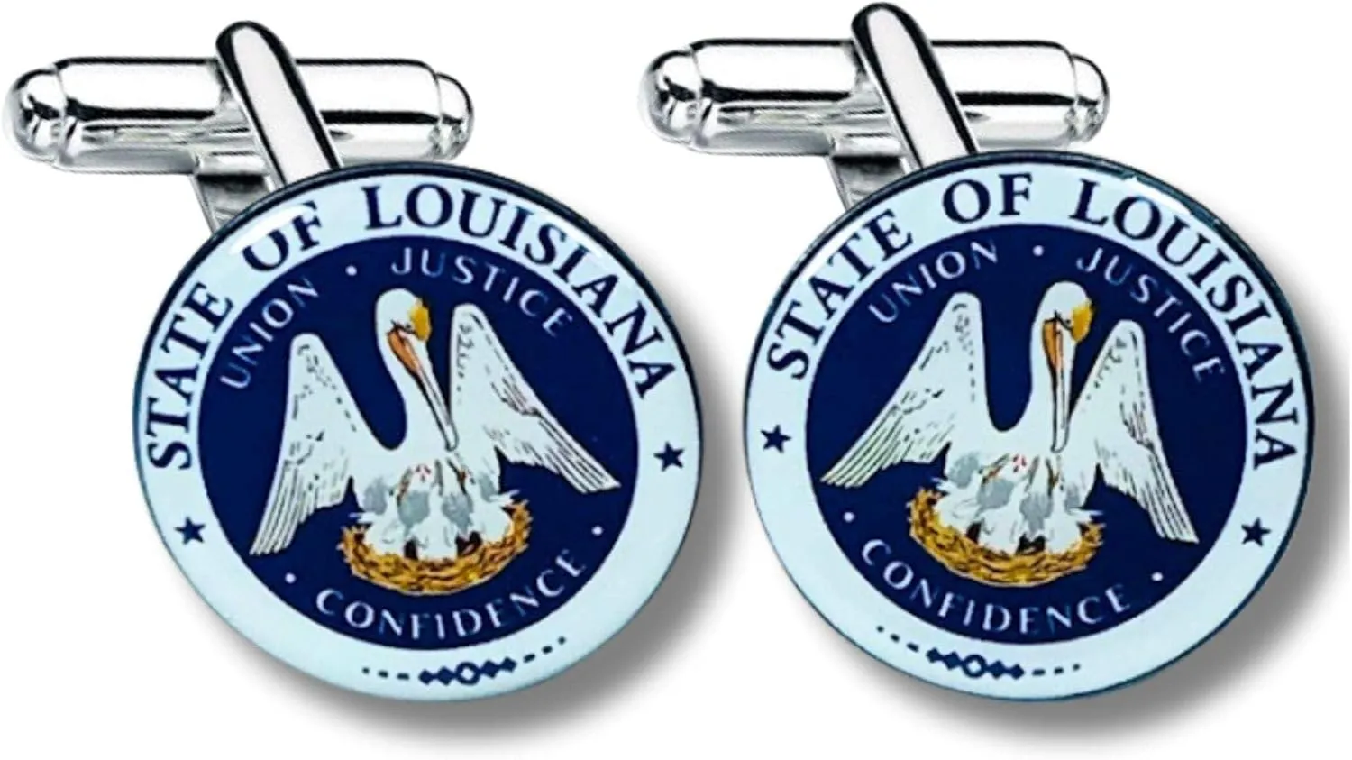 Cufflinks - State Seal Louisiana - USA | 1.18-Inch (3 cm) Cufflinks for Suits, Shirts, and More | Perfect for Showing Your State Pride