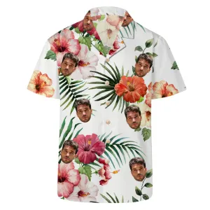 Custom Face Palm Leaf Flowers Hawaiian Shirt