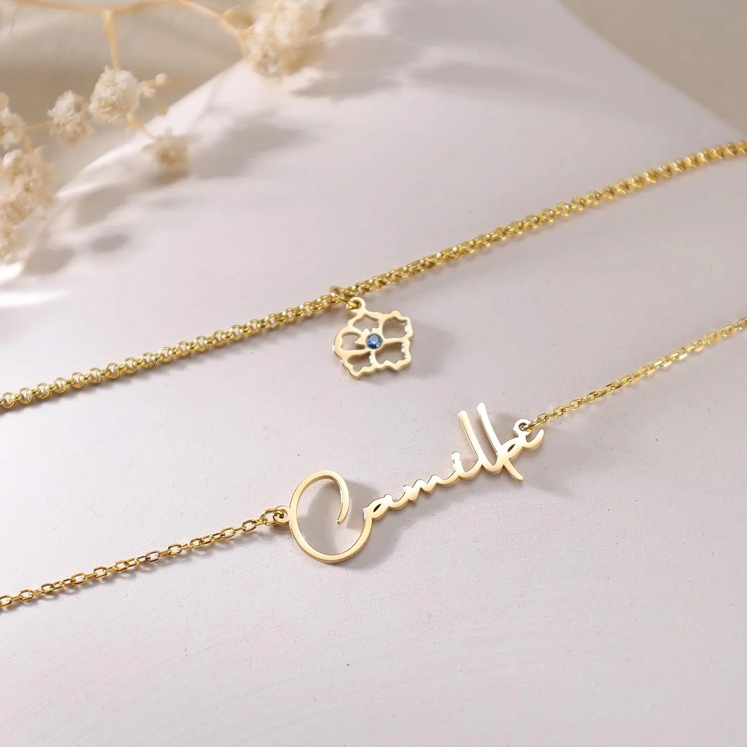 Custom Layered Name Necklace Personalized with Heart 18K Gold Plated Customized Nameplate Necklace Gifts for Women