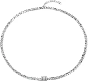 Custom Name Necklace for Men  Silver Cuban Link Chain, Engraved Jewelry for Guys, Personalized Charm Necklace, Stainless Steel Franco Chain, Gift for Dad