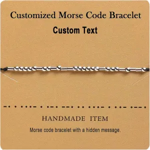 Customize Personalized Morse Code Bracelet Adjustable String Bracelets Code Bracelets Inspirational Jewelry Friendship Gifts for Women Girls Mom Family