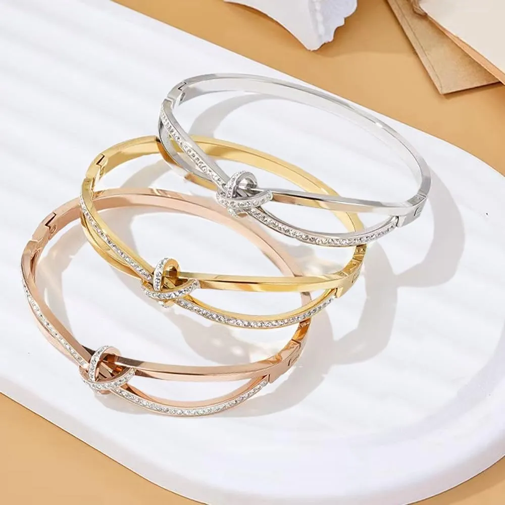 Dainty Bangle Bracelet for Women Personalized Cubic Zirconia Love Bracelets Tiny Waist Oval Bangles Bracelets Gifts for Love