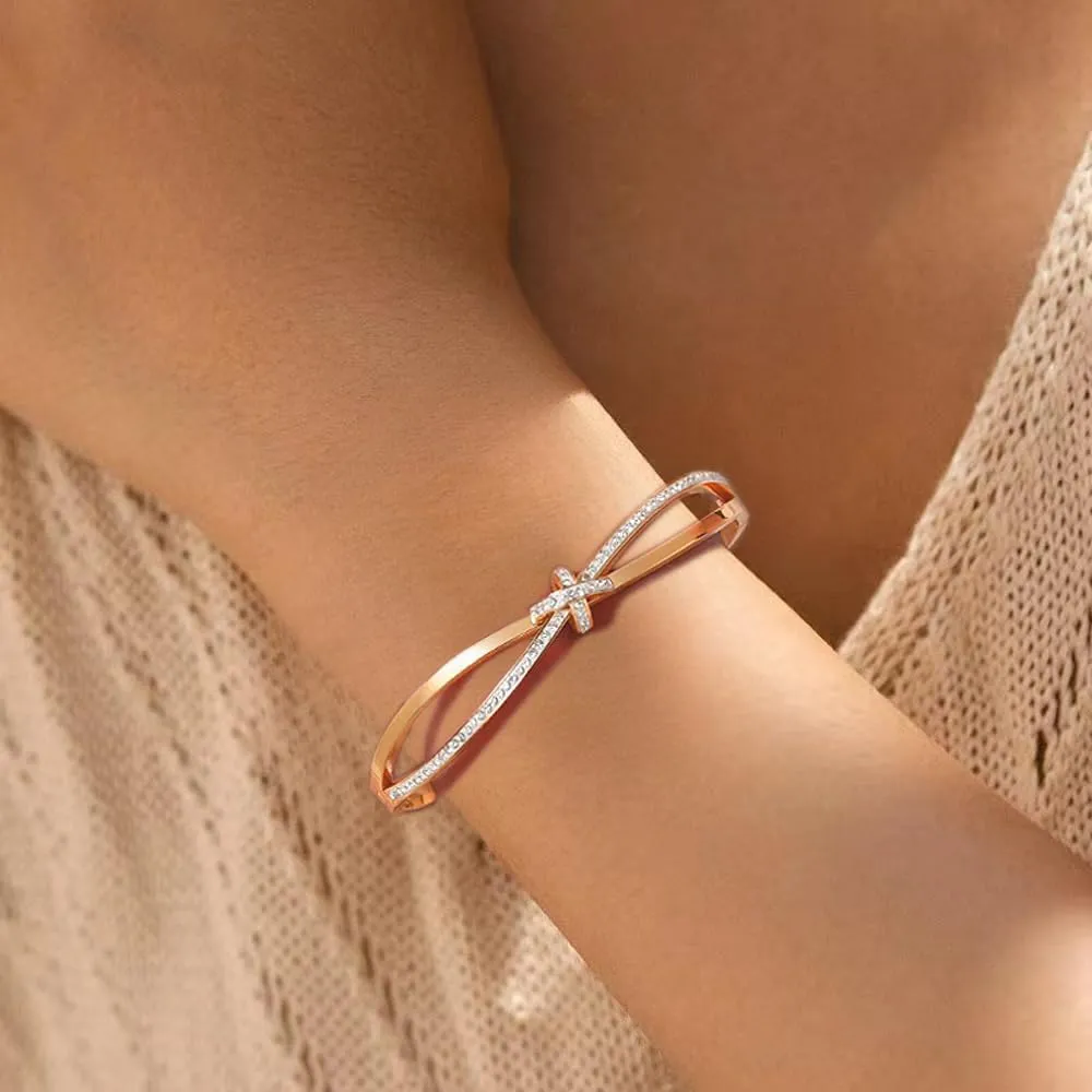 Dainty Bangle Bracelet for Women Personalized Cubic Zirconia Love Bracelets Tiny Waist Oval Bangles Bracelets Gifts for Love