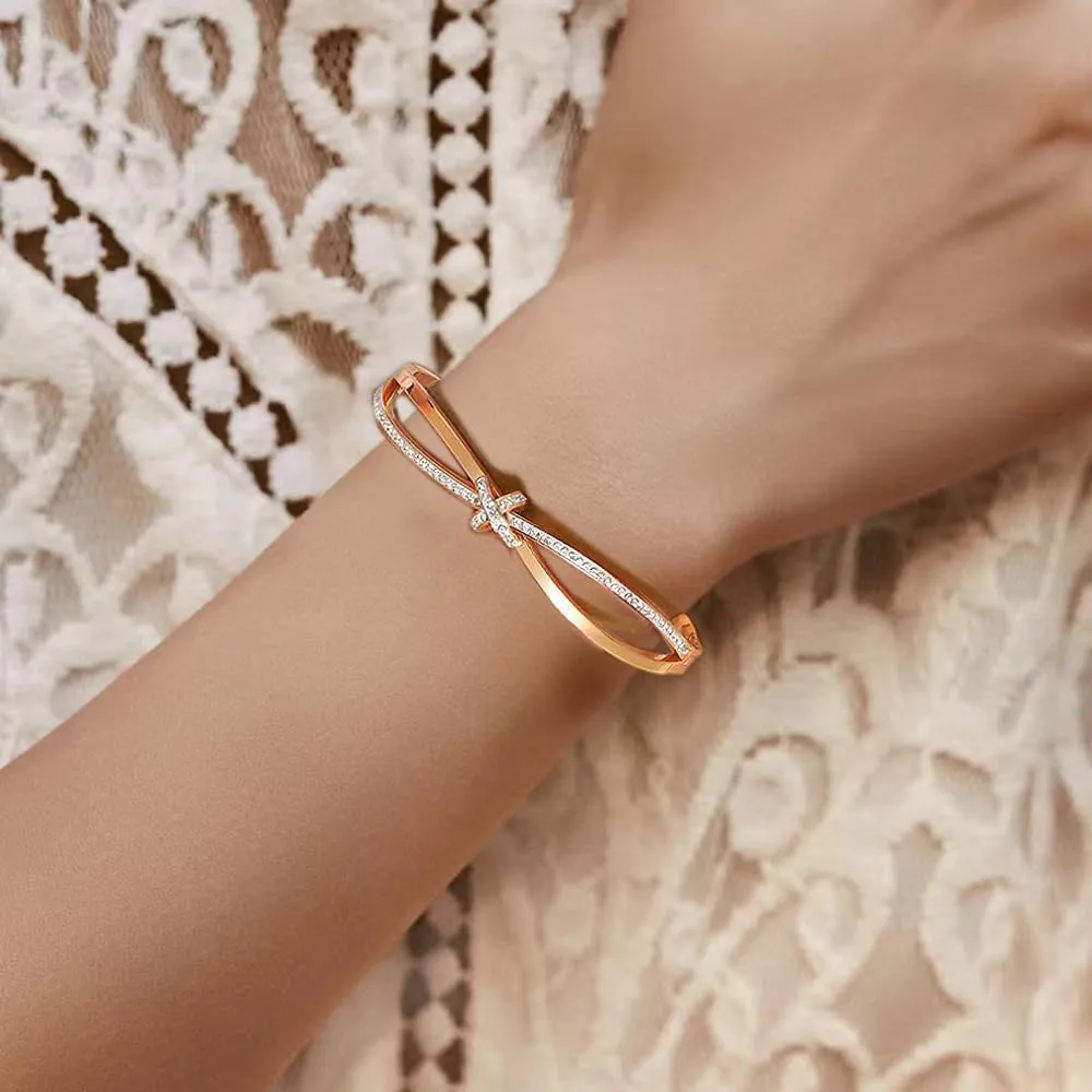 Dainty Bangle Bracelet for Women Personalized Cubic Zirconia Love Bracelets Tiny Waist Oval Bangles Bracelets Gifts for Love