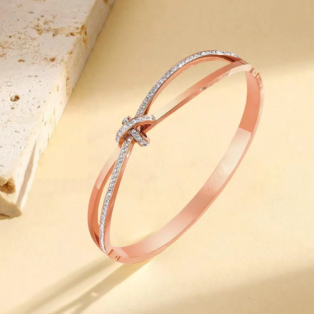 Dainty Bangle Bracelet for Women Personalized Cubic Zirconia Love Bracelets Tiny Waist Oval Bangles Bracelets Gifts for Love
