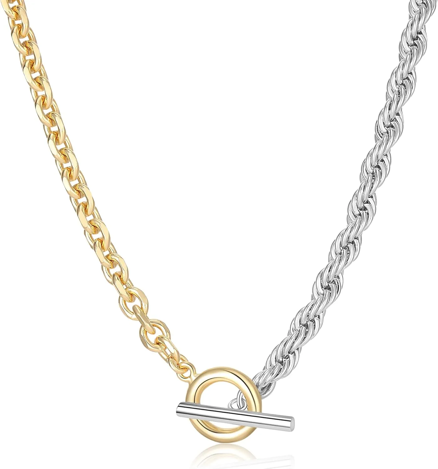 Dainty Gold Necklace for Women - Gold Chain Necklace 18K Gold Plated - Star Buckle Charm Necklace Paperclip Chain Link Jewelry (Gold Chain 7)